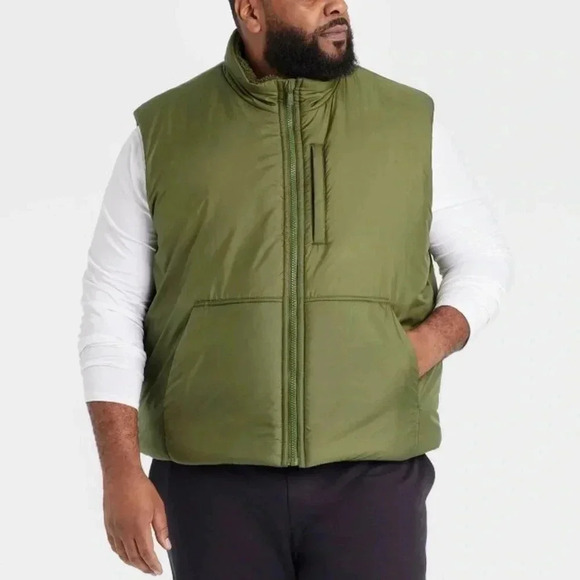 XXL Puffer Vest Men Green All in Motion - Picture 1 of 7